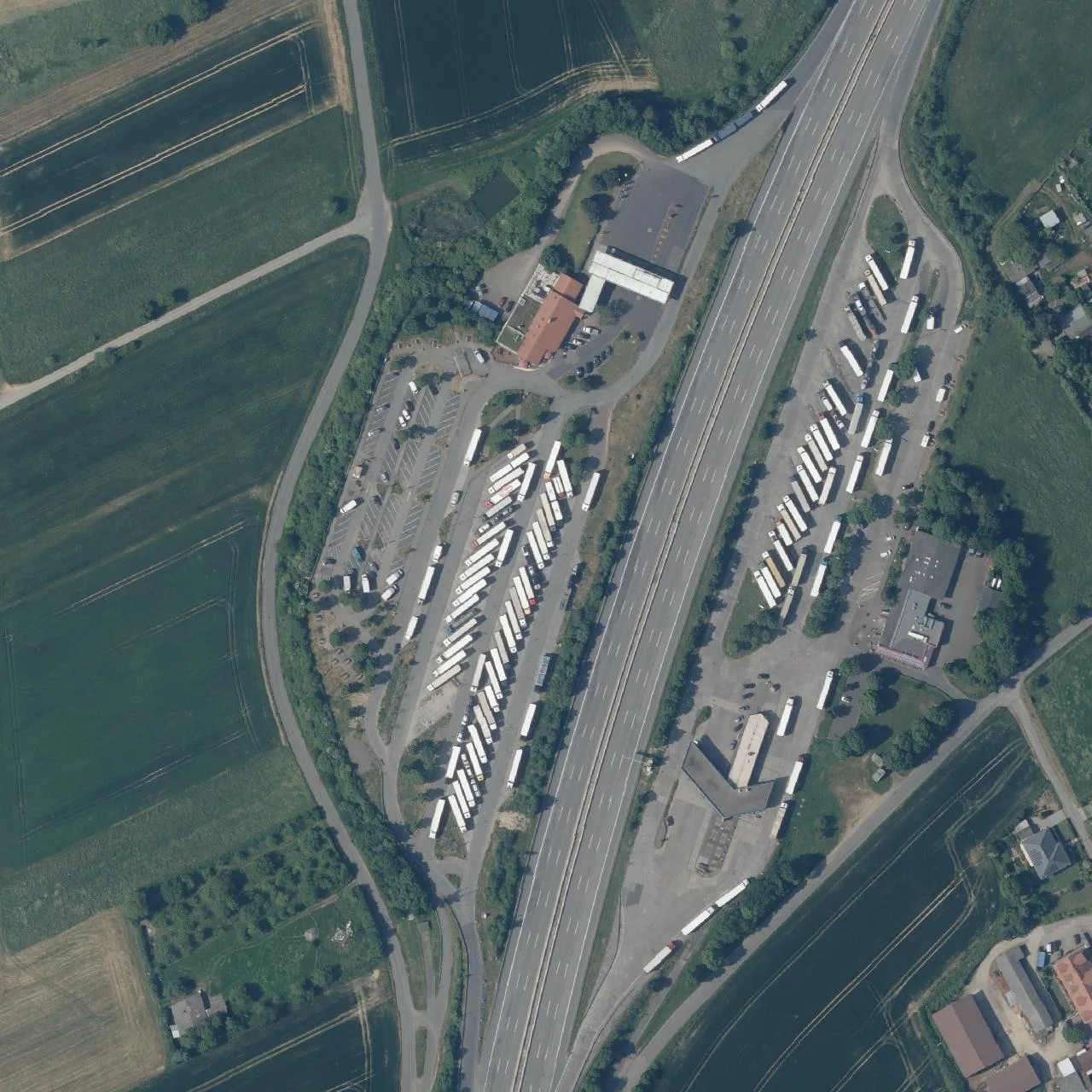 Aerial photo (orthophoto) of truck parking Wetterau West from 2023