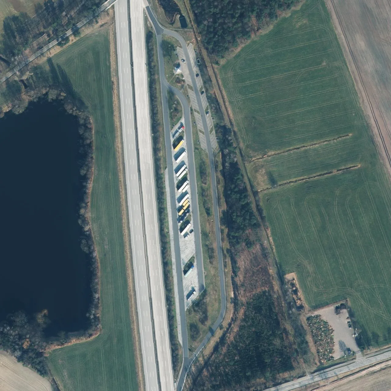 Aerial photo (orthophoto) of truck parking Ahrensfeld Ost from 2025