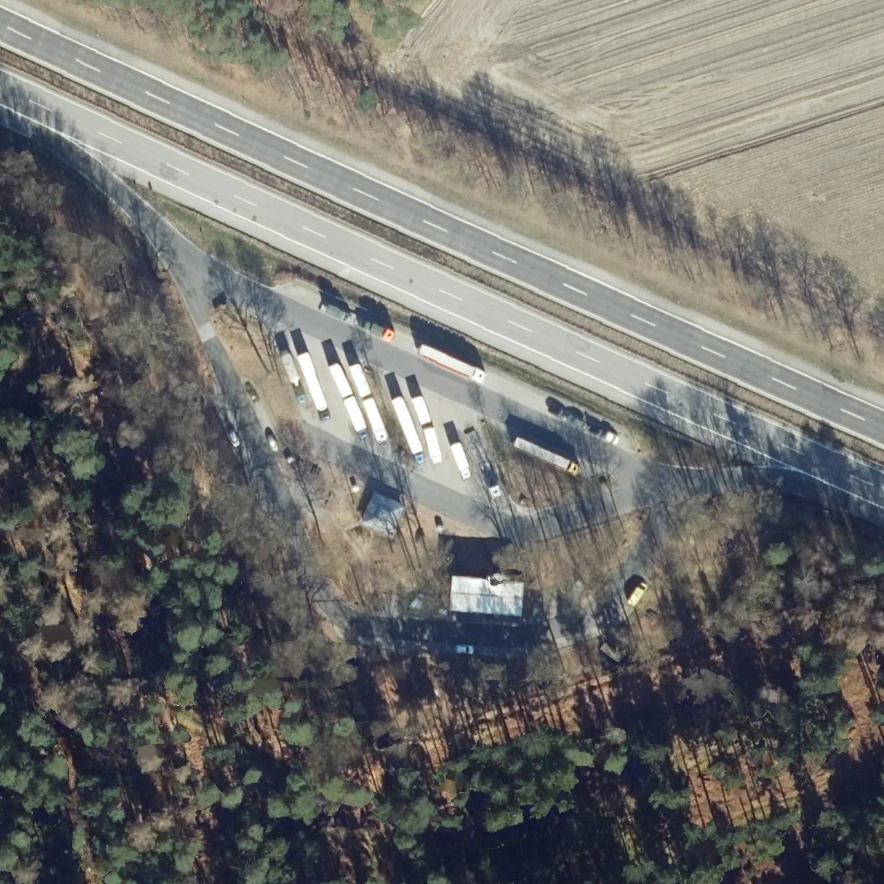 Aerial photo (orthophoto) of truck parking Hamwiede Süd from 2021