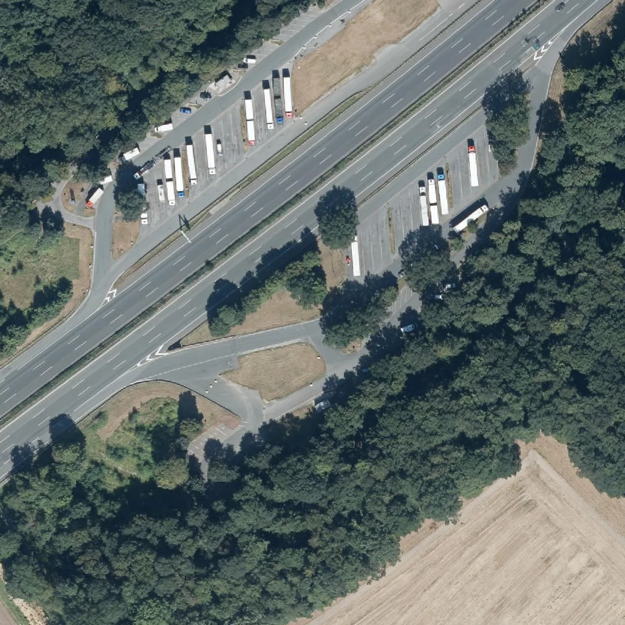 Aerial photo (orthophoto) of truck parking Herford (Süd) from 2024
