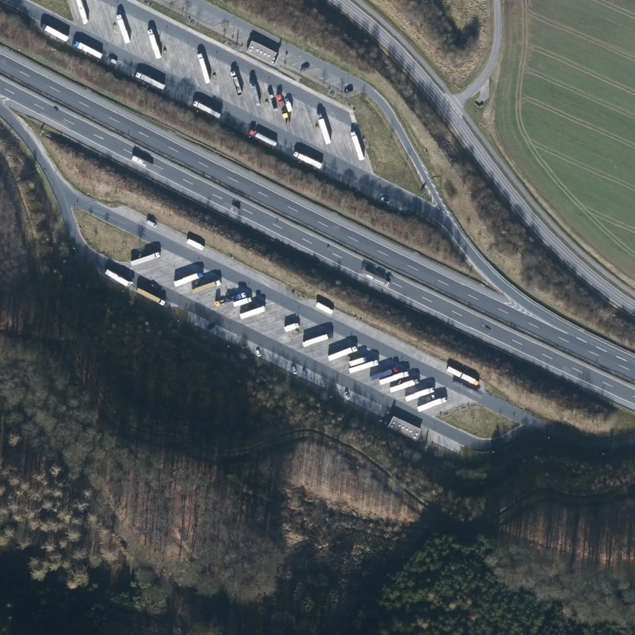 Aerial photo (orthophoto) of truck parking Rottkamp (Süd) from 2025