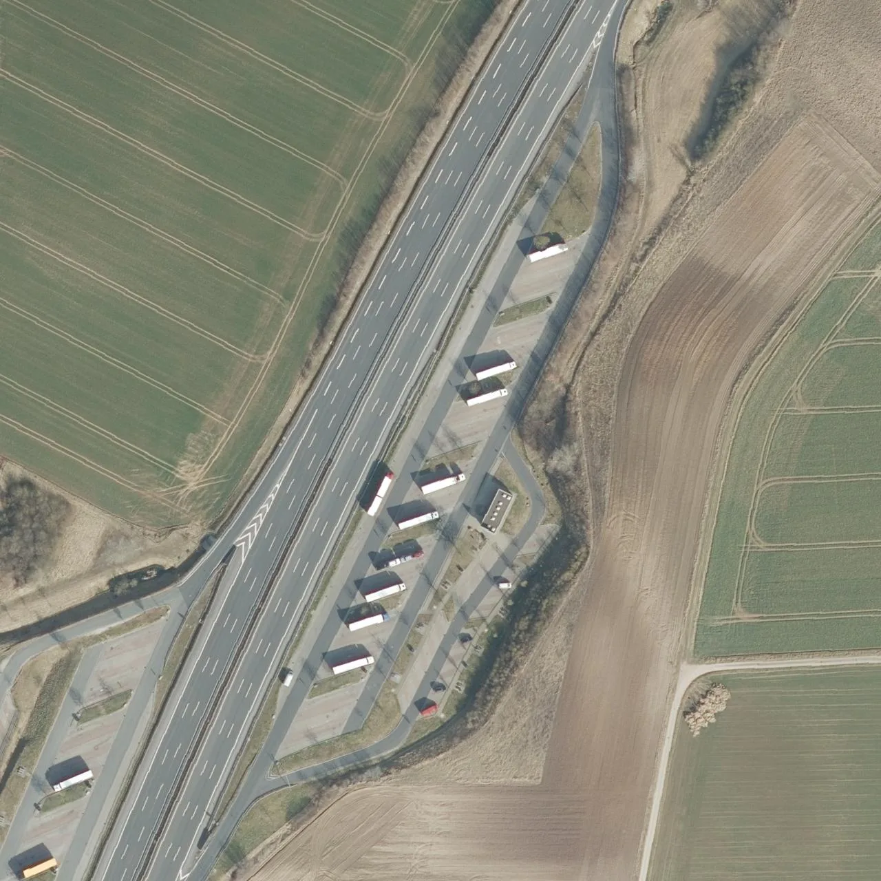 Aerial photo (orthophoto) of truck parking Schlochau Ost from 2025