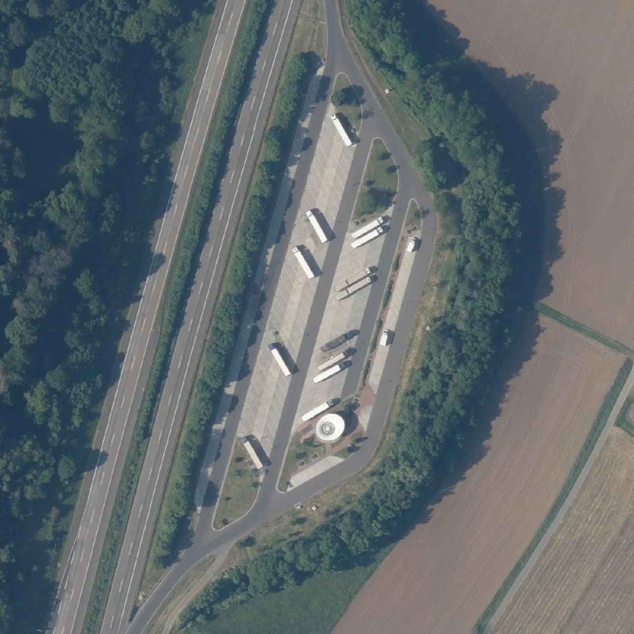 Aerial photo (orthophoto) of truck parking Auf der Nachtweide from 2023
