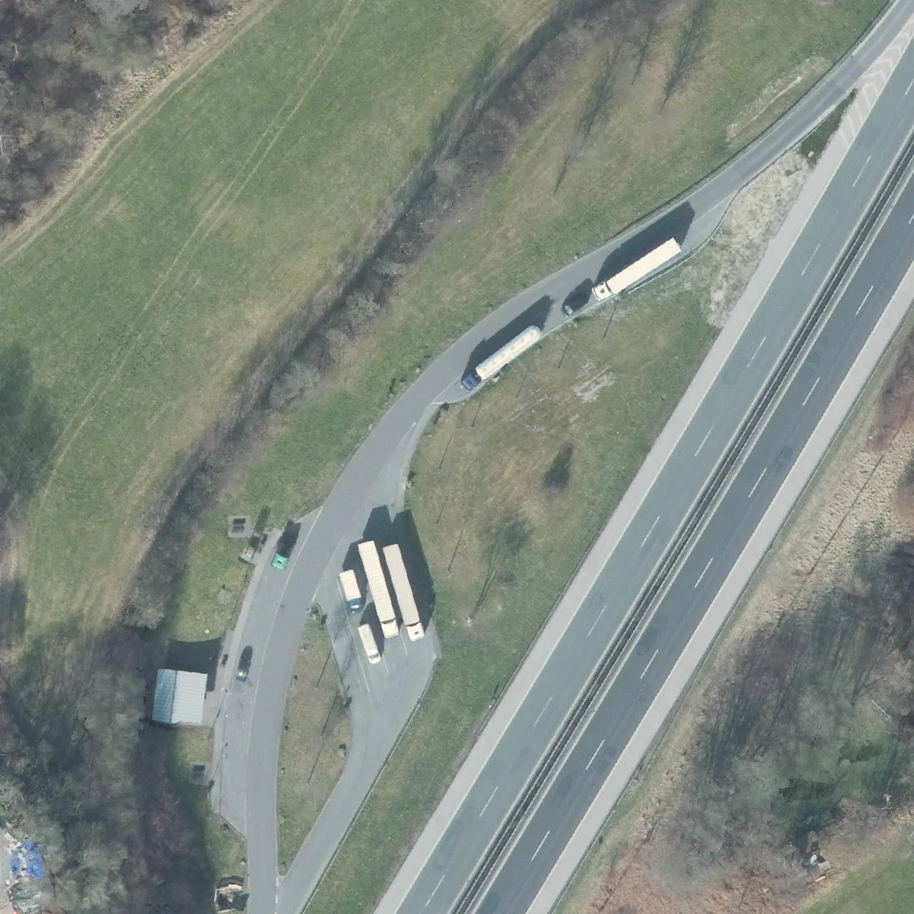 Aerial photo (orthophoto) of truck parking Scherenberg from 2025