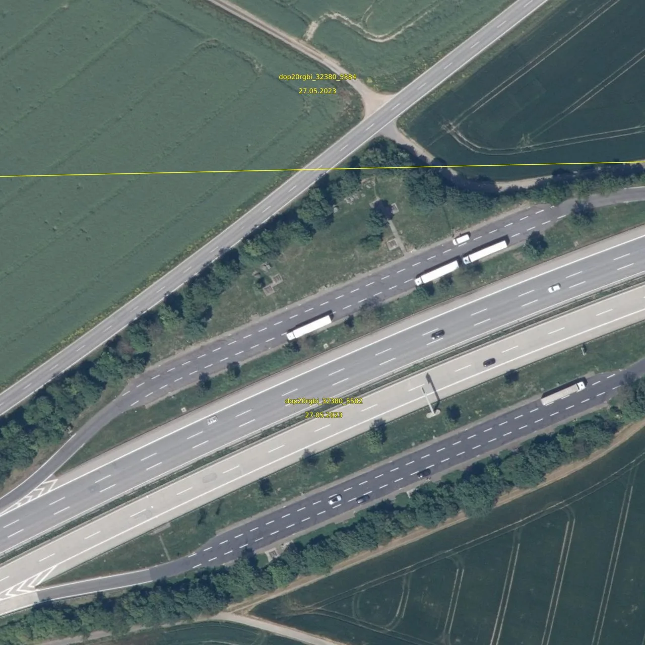 Luftbild (Orthofoto) des LKW-Parkplatzes Krufter Ofen aus dem Jahr 2023