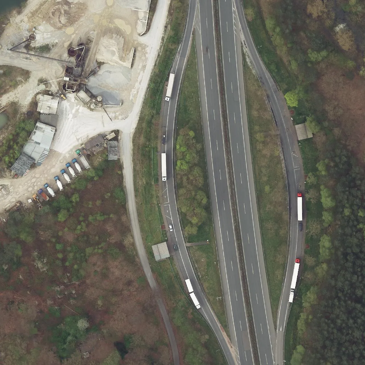 Aerial photo (orthophoto) of truck parking Lippesee (West) from 2024