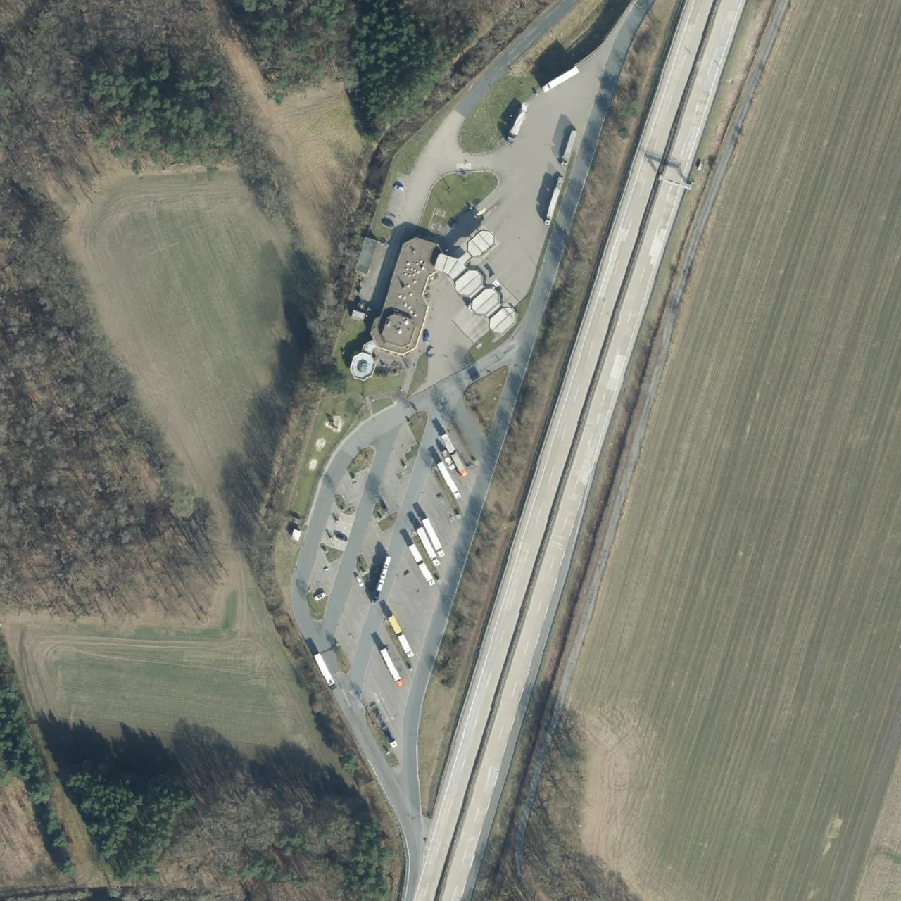 Aerial photo (orthophoto) of truck parking Huntetal West from 2023