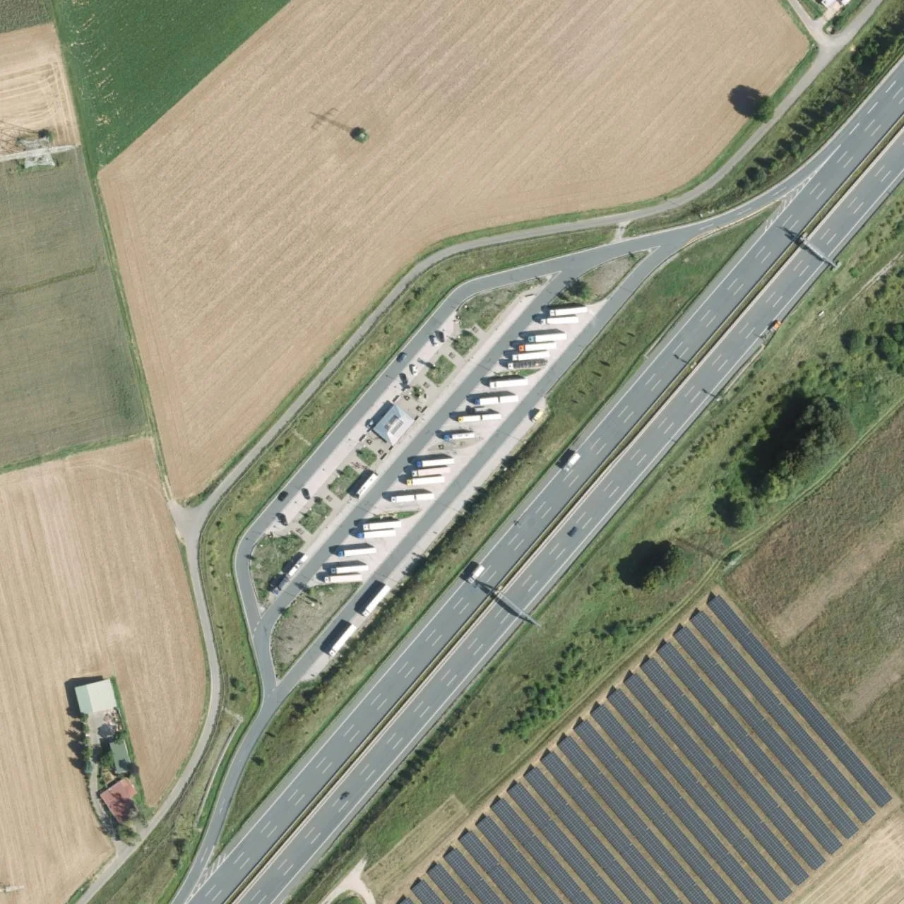Aerial photo (orthophoto) of truck parking Sandgraben (Nord) from 2023