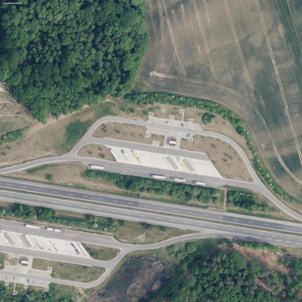 Aerial photo (orthophoto) of truck parking Wittenburger Land Nord from 2025