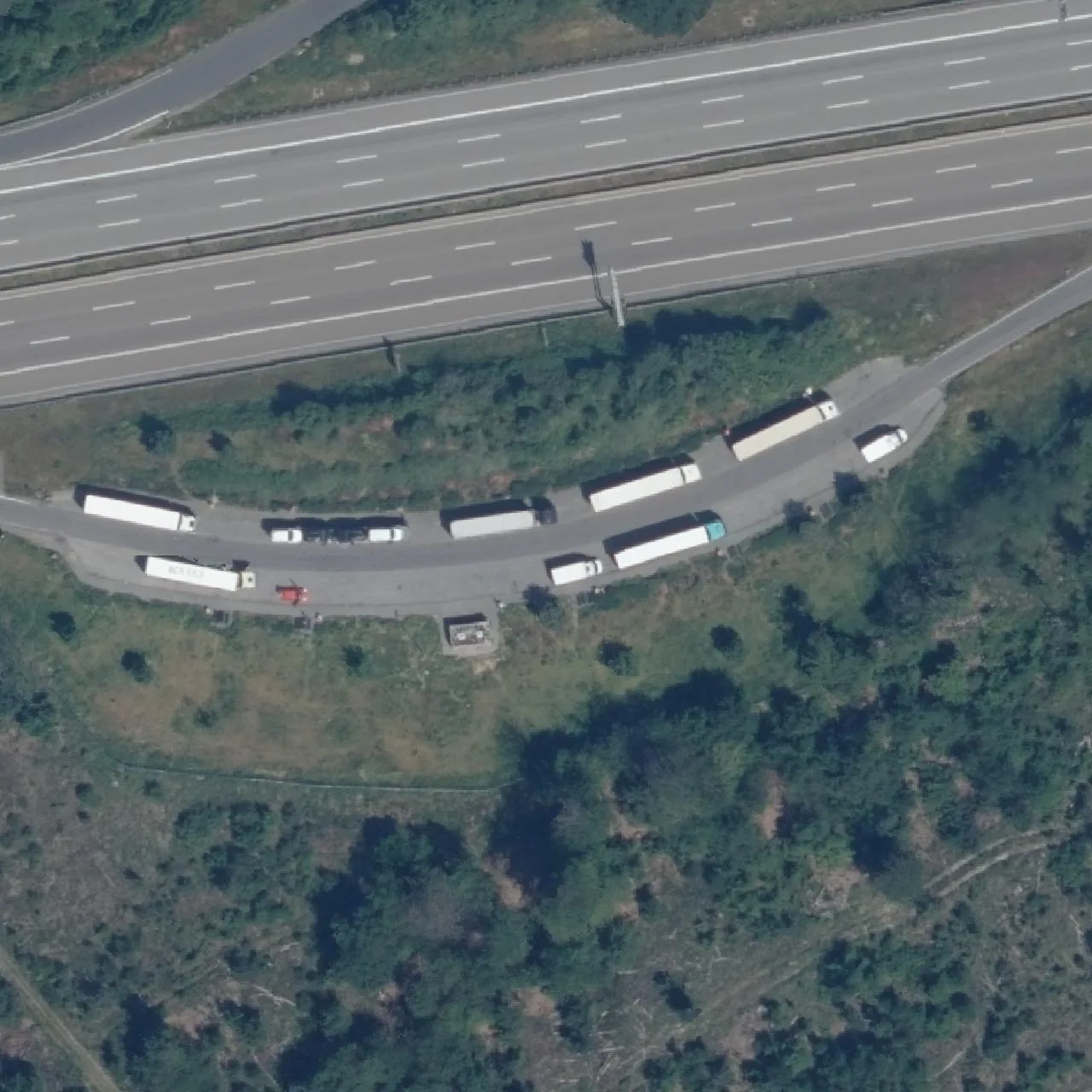 Aerial photo (orthophoto) of truck parking Hainbach Süd from 2023
