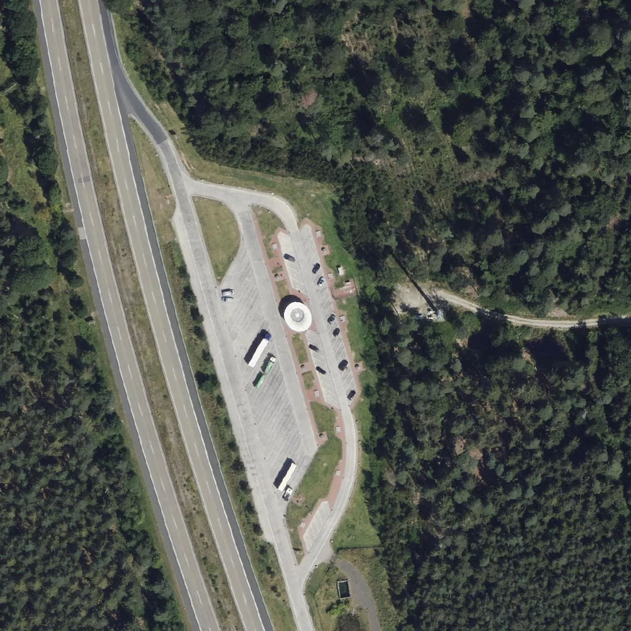 Aerial photo (orthophoto) of truck parking Rotkopf from 2024