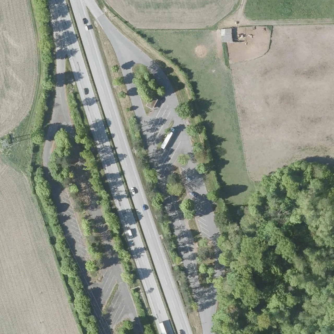 Aerial photo (orthophoto) of truck parking Damlos from 2025