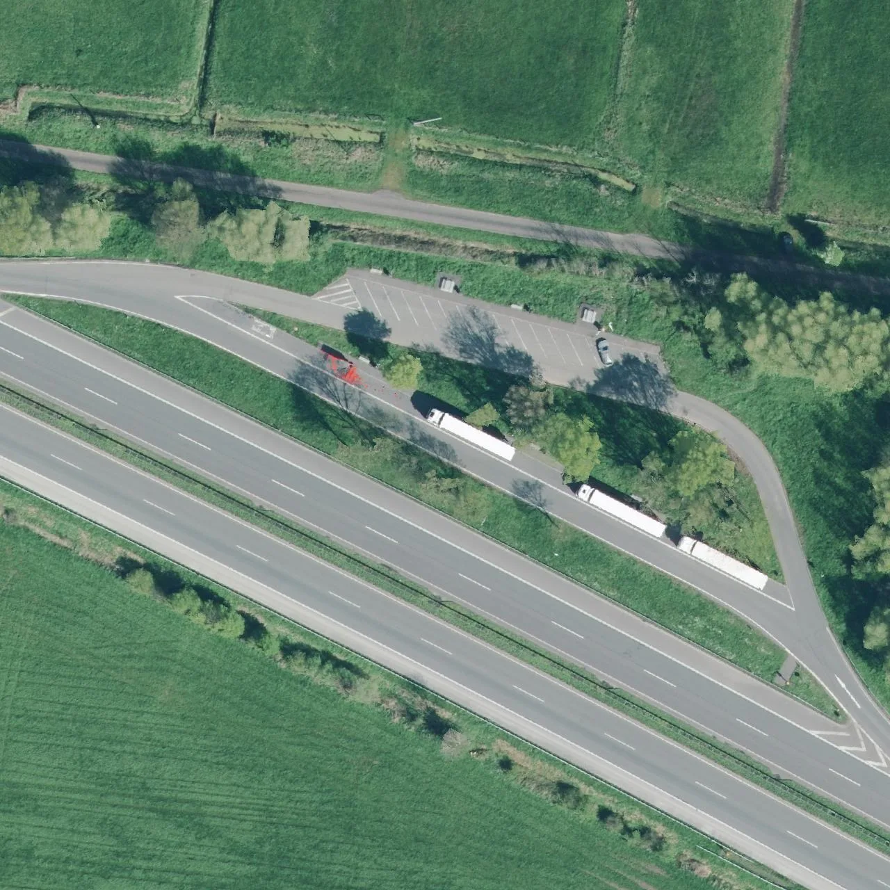 Aerial photo (orthophoto) of truck parking Hetter from 2024