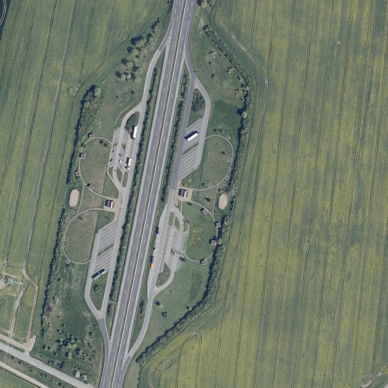 Aerial photo (orthophoto) of truck parking Klockow Ost from 2023