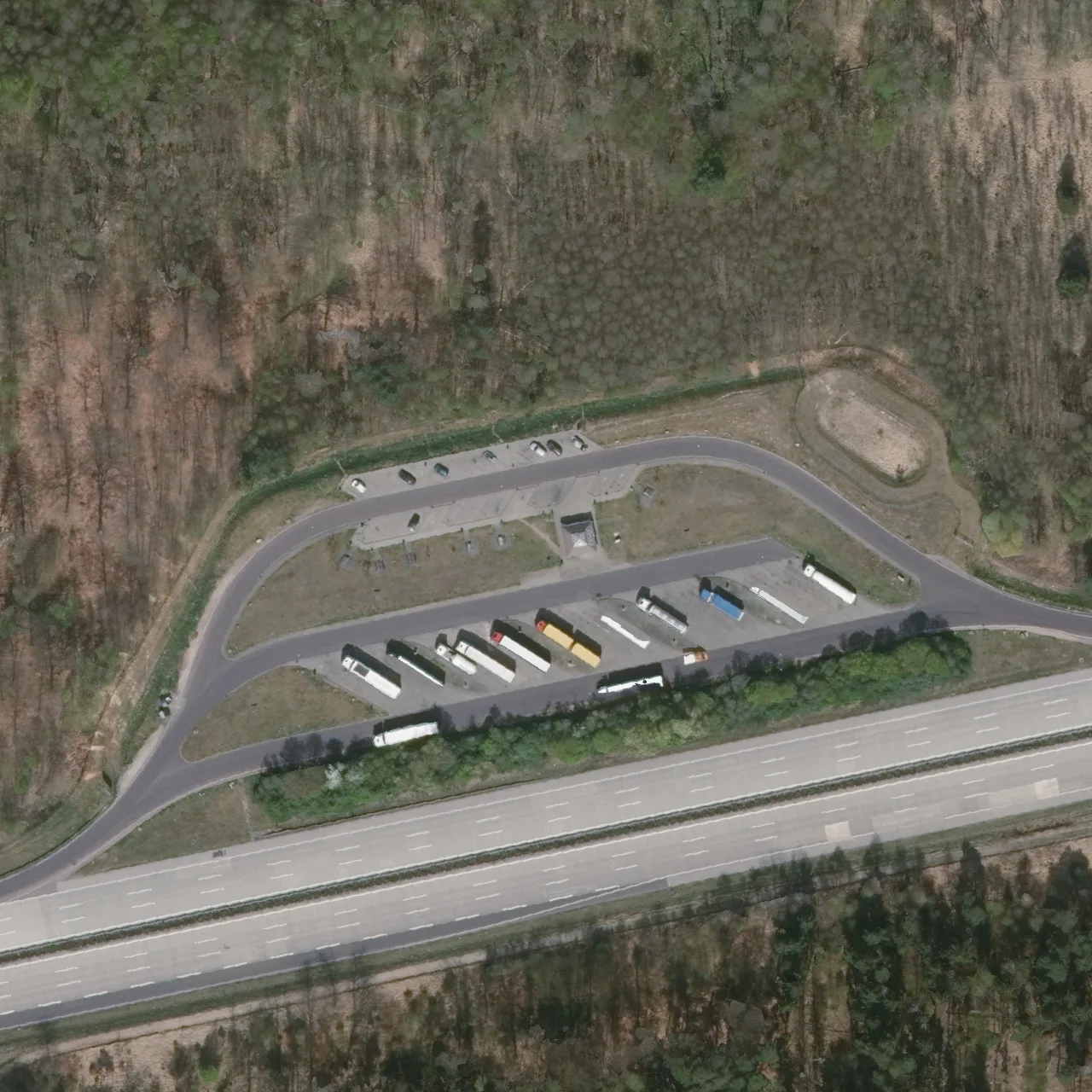 Aerial photo (orthophoto) of truck parking Wüstenforst Nord from 2025