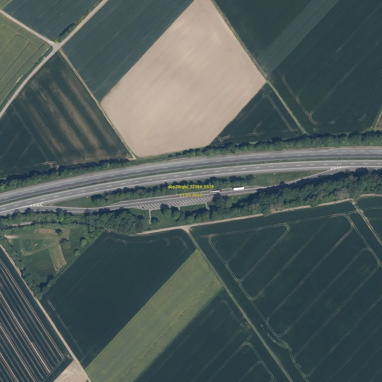 Luftbild (Orthofoto) des LKW-Parkplatzes Schnackenborn aus dem Jahr 2023