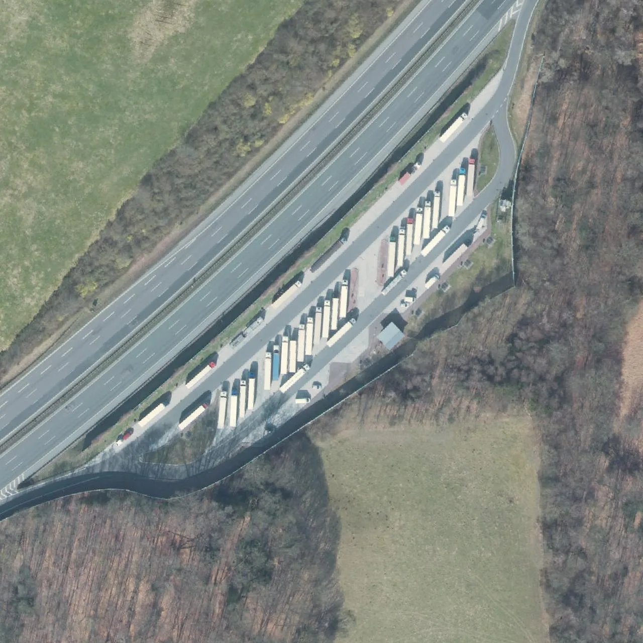 Aerial photo (orthophoto) of truck parking Klosterholz from 2025