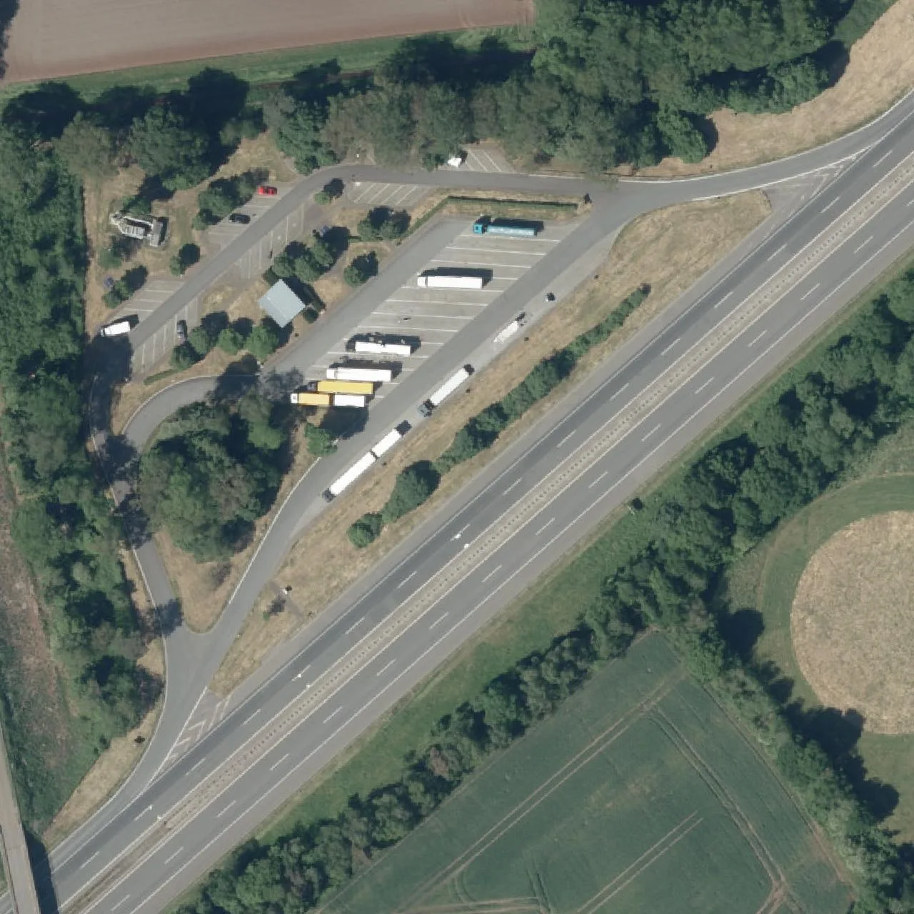 Aerial photo (orthophoto) of truck parking Buddenkuhle from 2024