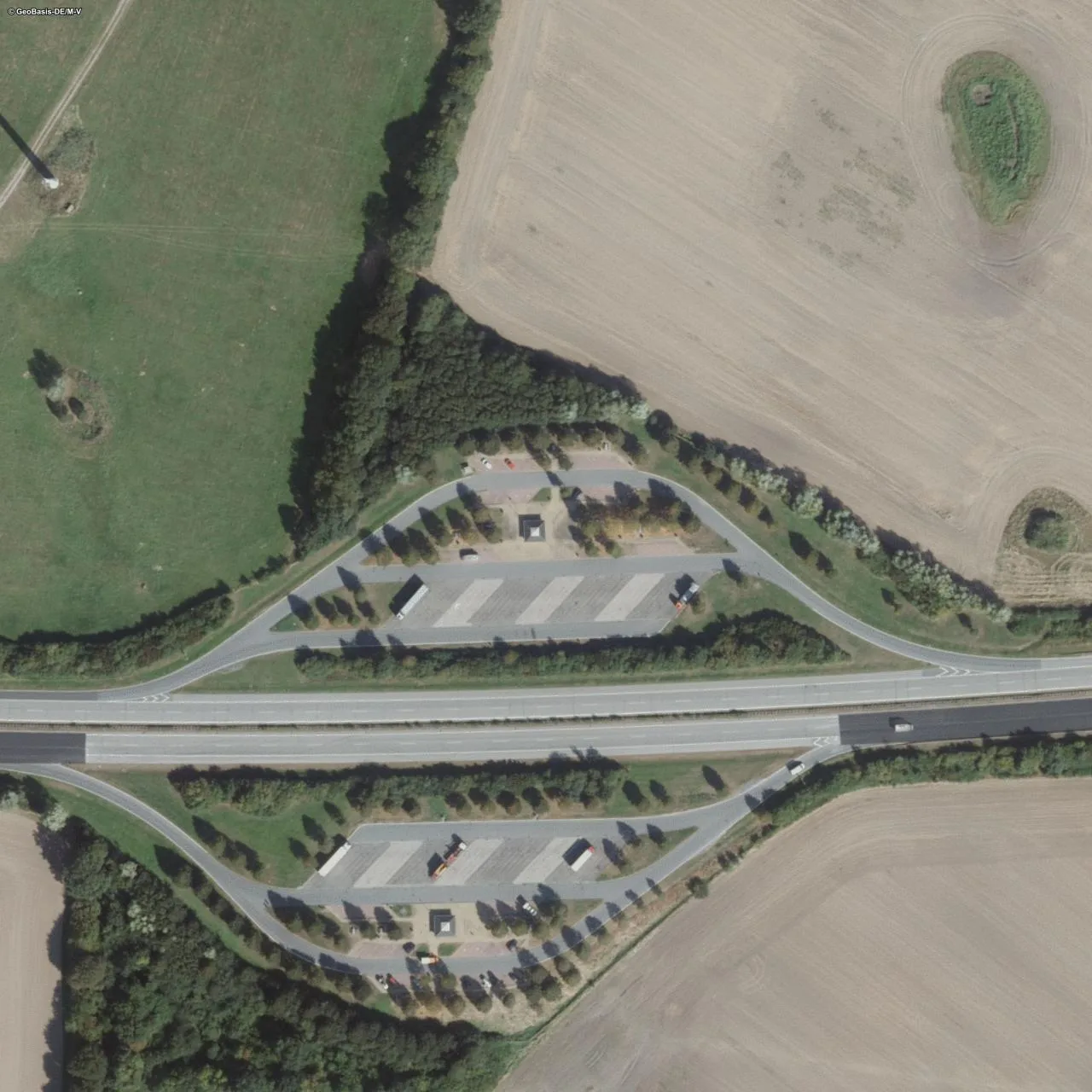 Aerial photo (orthophoto) of truck parking Bretthäger Wisch Nord from 2024