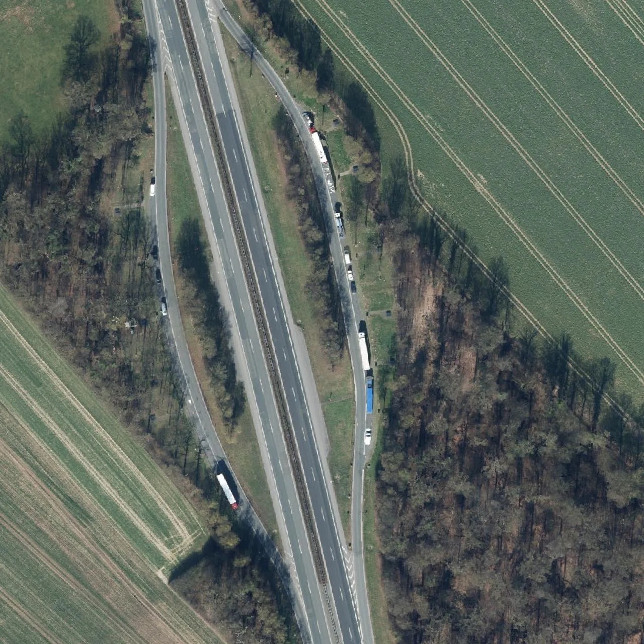 Aerial photo (orthophoto) of truck parking Hasenkämpe from 2024