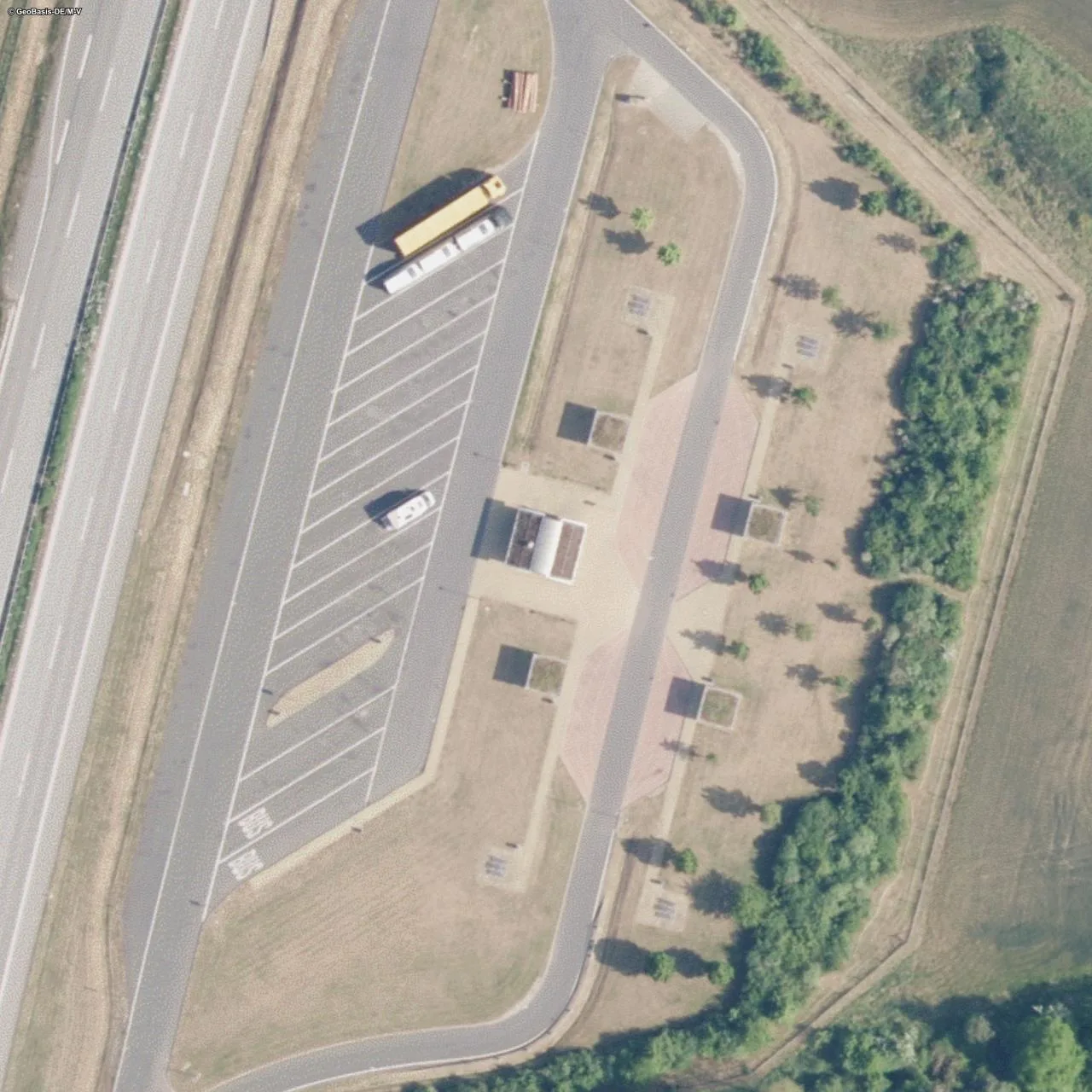 Aerial photo (orthophoto) of truck parking Plater Berg Ost from 2025