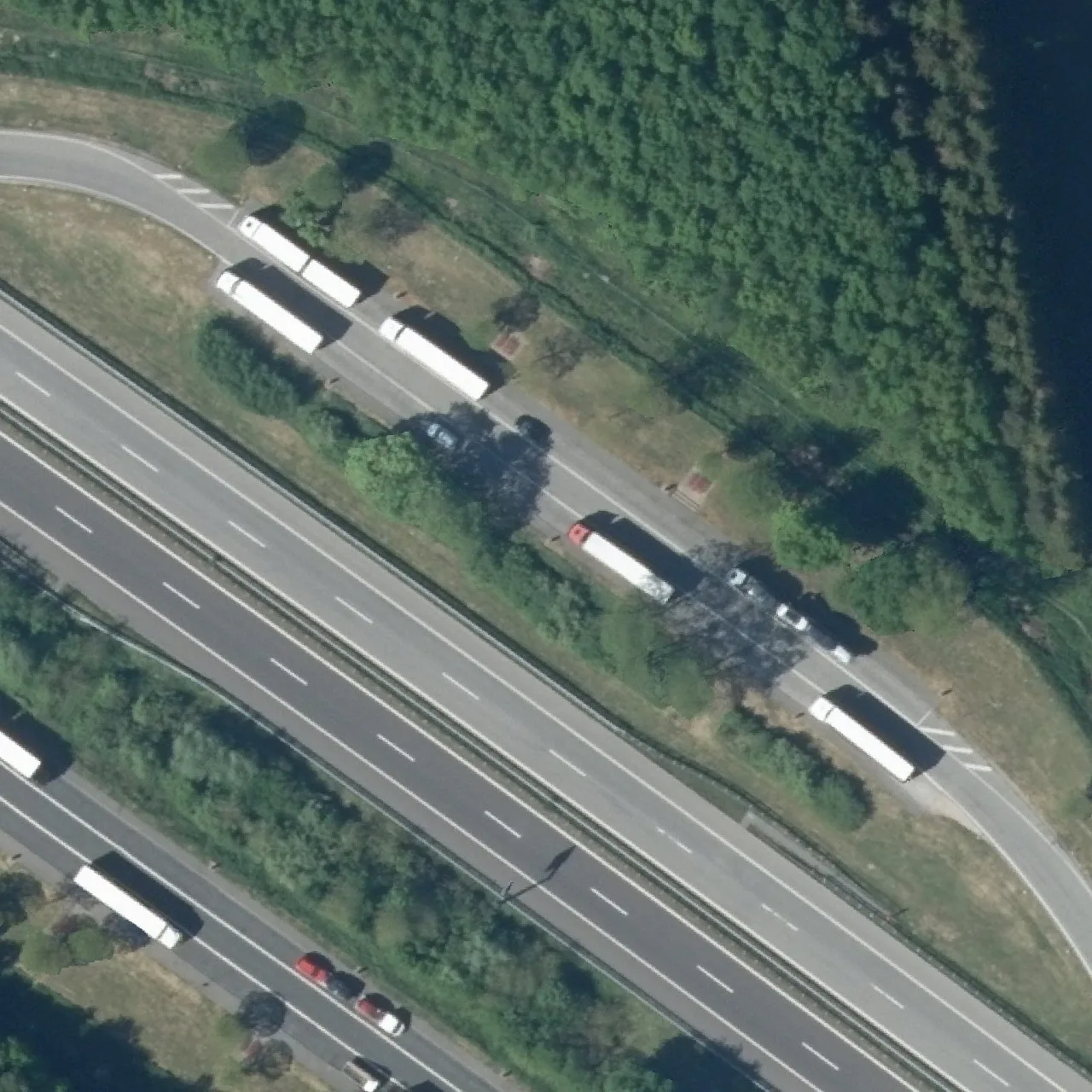 Aerial photo (orthophoto) of truck parking RA A24 km 141,779 Ri. Hamburg from 2024