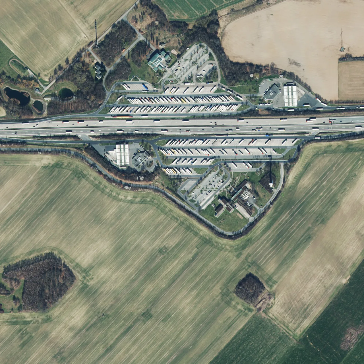 Aerial photo (orthophoto) of truck parking Dresdner Tor Süd from 2024