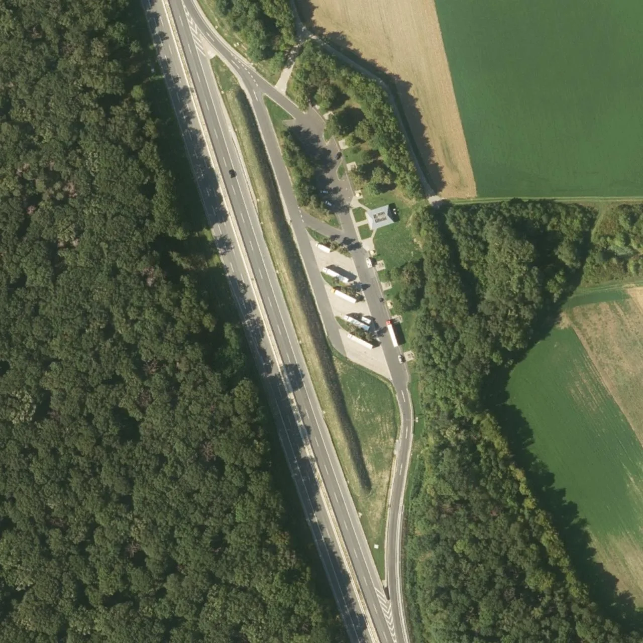 Aerial photo (orthophoto) of truck parking Wolfsgraben Ost from 2023