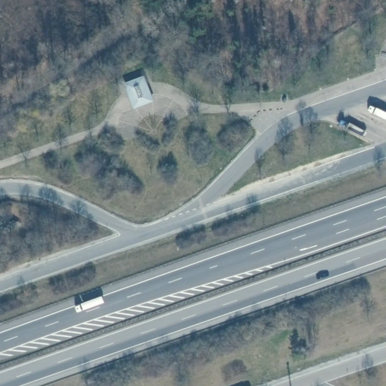 Aerial photo (orthophoto) of truck parking Niedercrinitz Nord from 2023