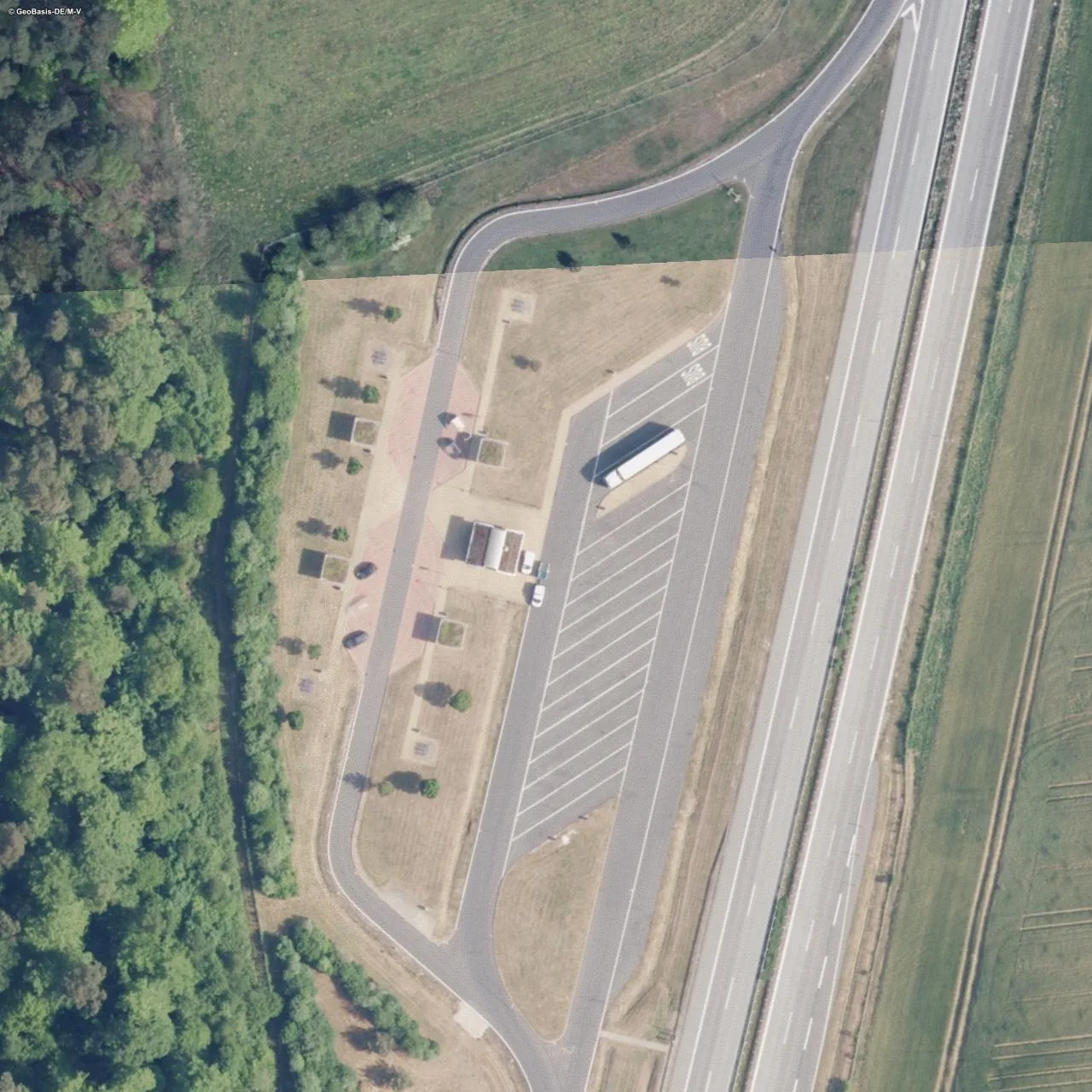 Aerial photo (orthophoto) of truck parking Plater Berg West from 2025