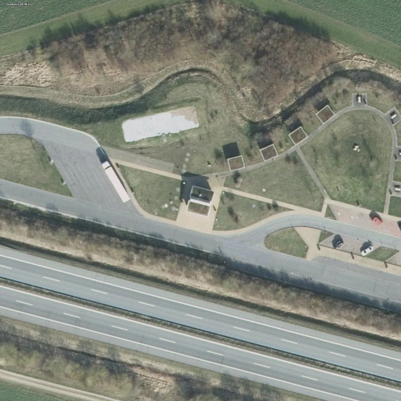 Aerial photo (orthophoto) of truck parking Trebeltal Nord from 2024