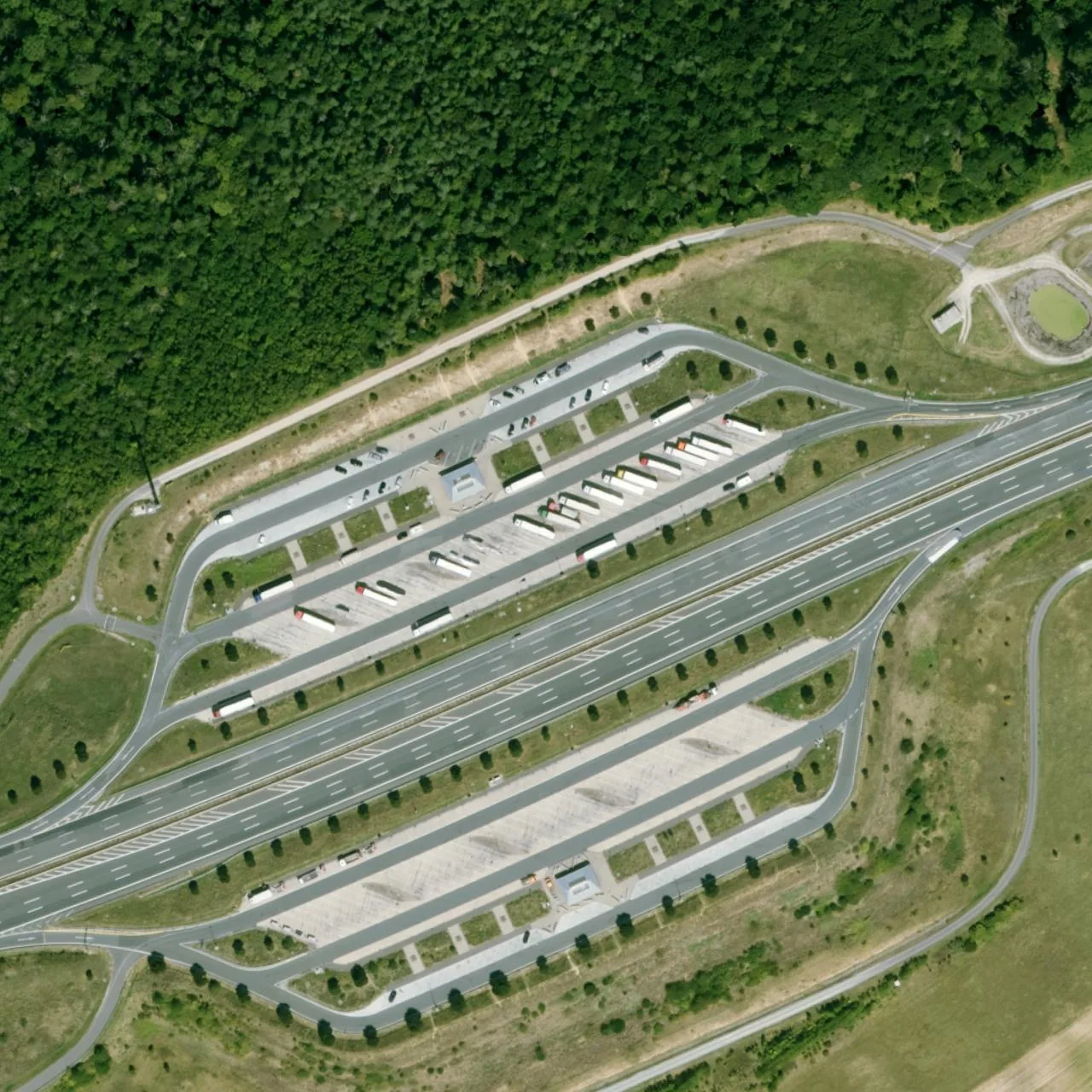 Aerial photo (orthophoto) of truck parking Fronberg (Nord) from 2023
