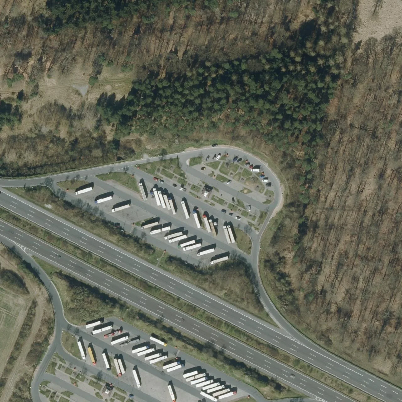 Aerial photo (orthophoto) of truck parking Uhry Nord from 2025