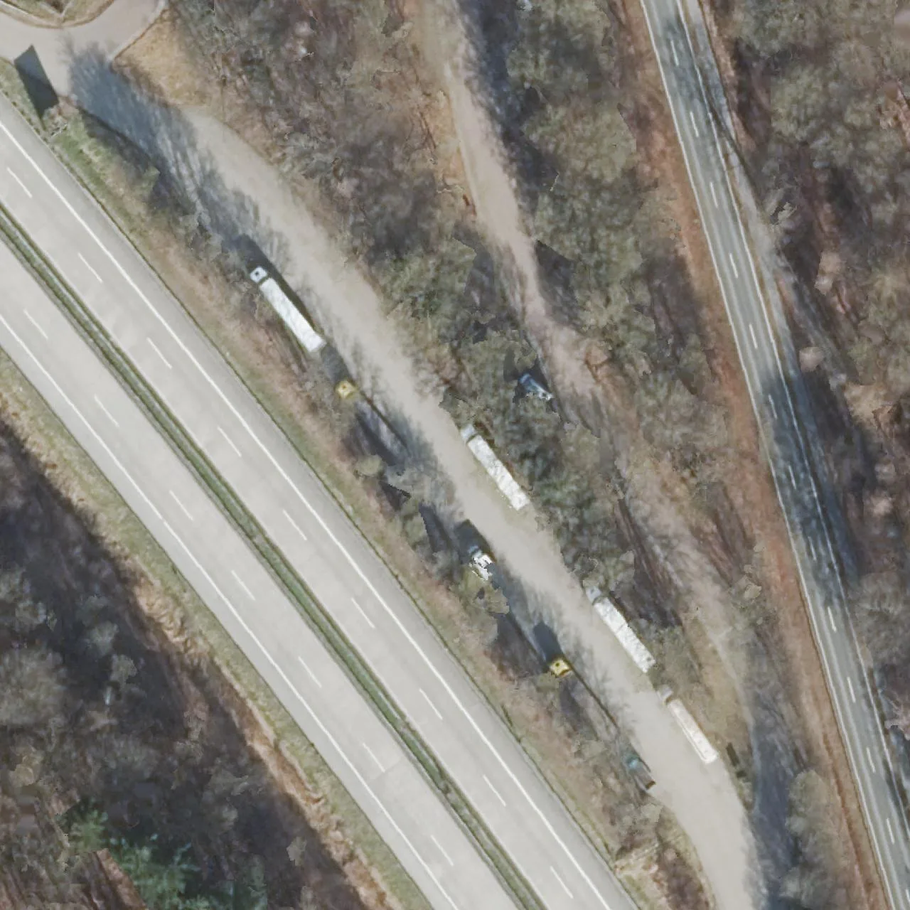 Aerial photo (orthophoto) of truck parking Vareler Wald Ost from 2023