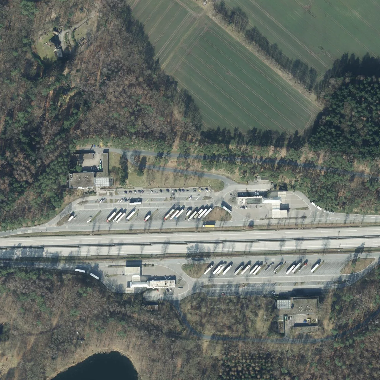 Aerial photo (orthophoto) of truck parking Wildeshausen Nord from 2023