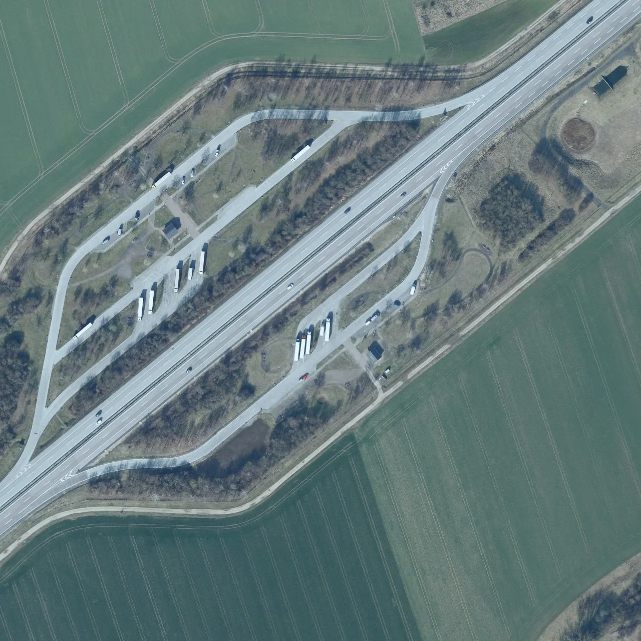 Aerial photo (orthophoto) of truck parking Fuchsaue Süd from 2023
