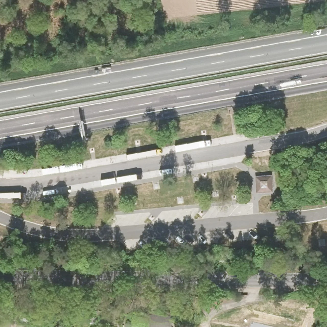 Aerial photo (orthophoto) of truck parking Hittfeld Süd from 2024