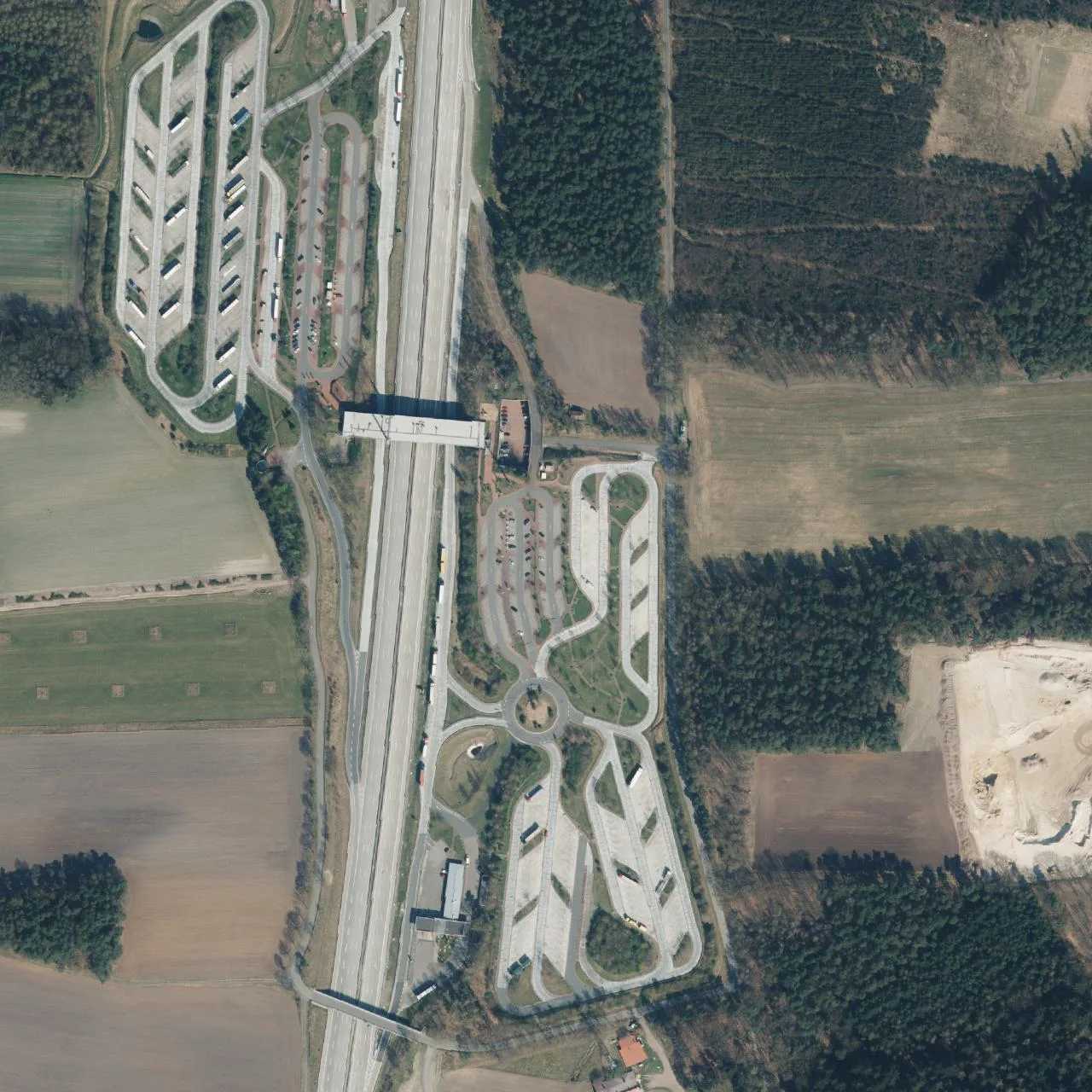 Aerial photo (orthophoto) of truck parking Dammer Berge (Ost) from 2025