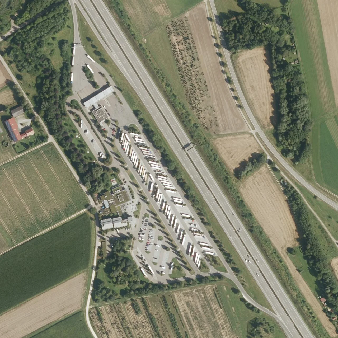 Aerial photo (orthophoto) of truck parking Leipheim Süd from 2022