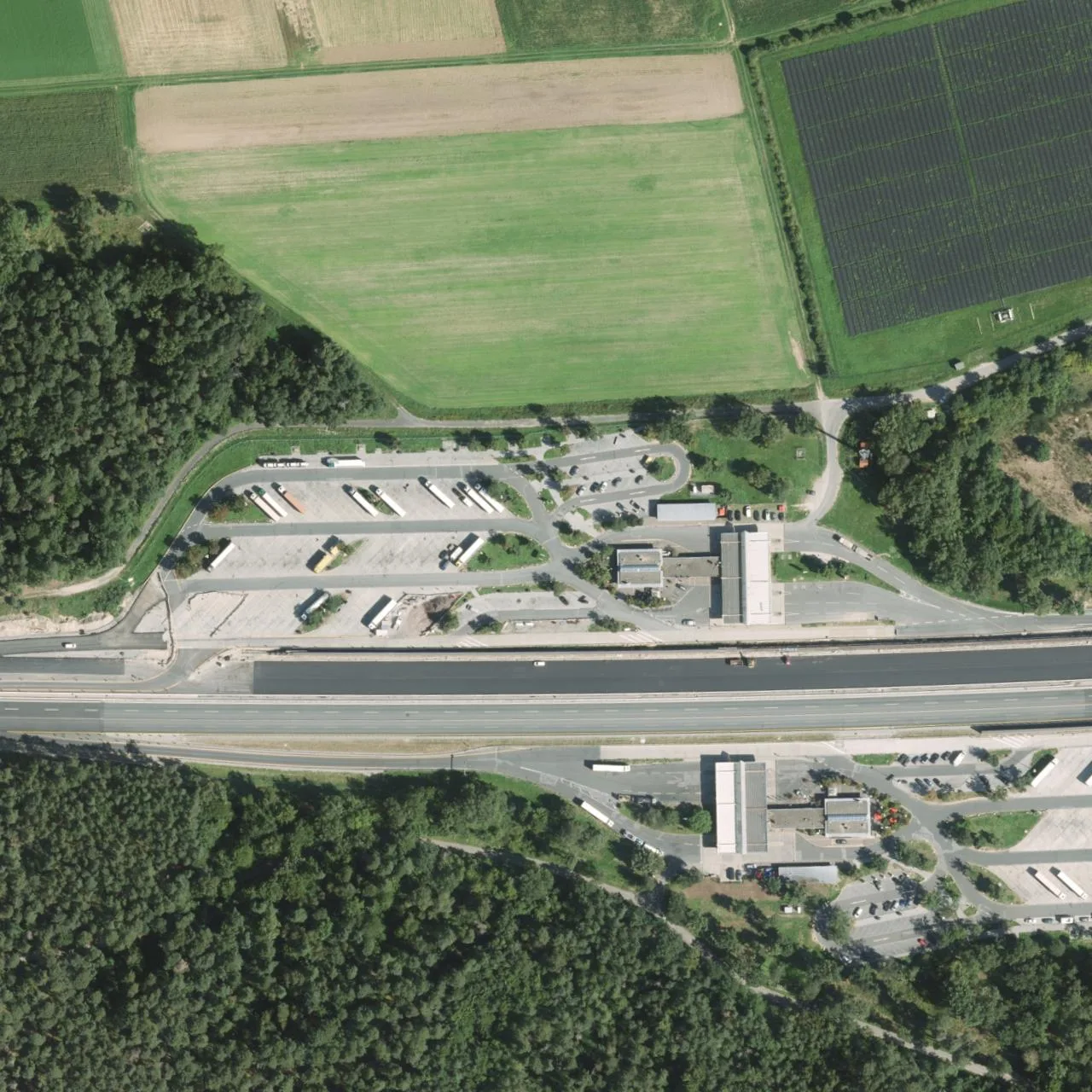 Aerial photo (orthophoto) of truck parking Haidt Nord from 2023