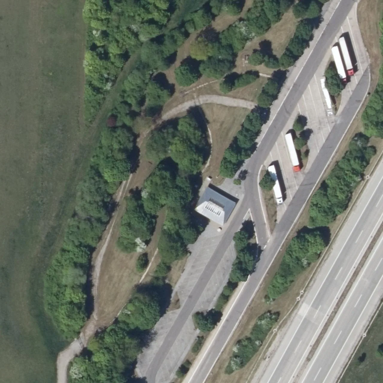 Aerial photo (orthophoto) of truck parking Kurzmandl West from 2023