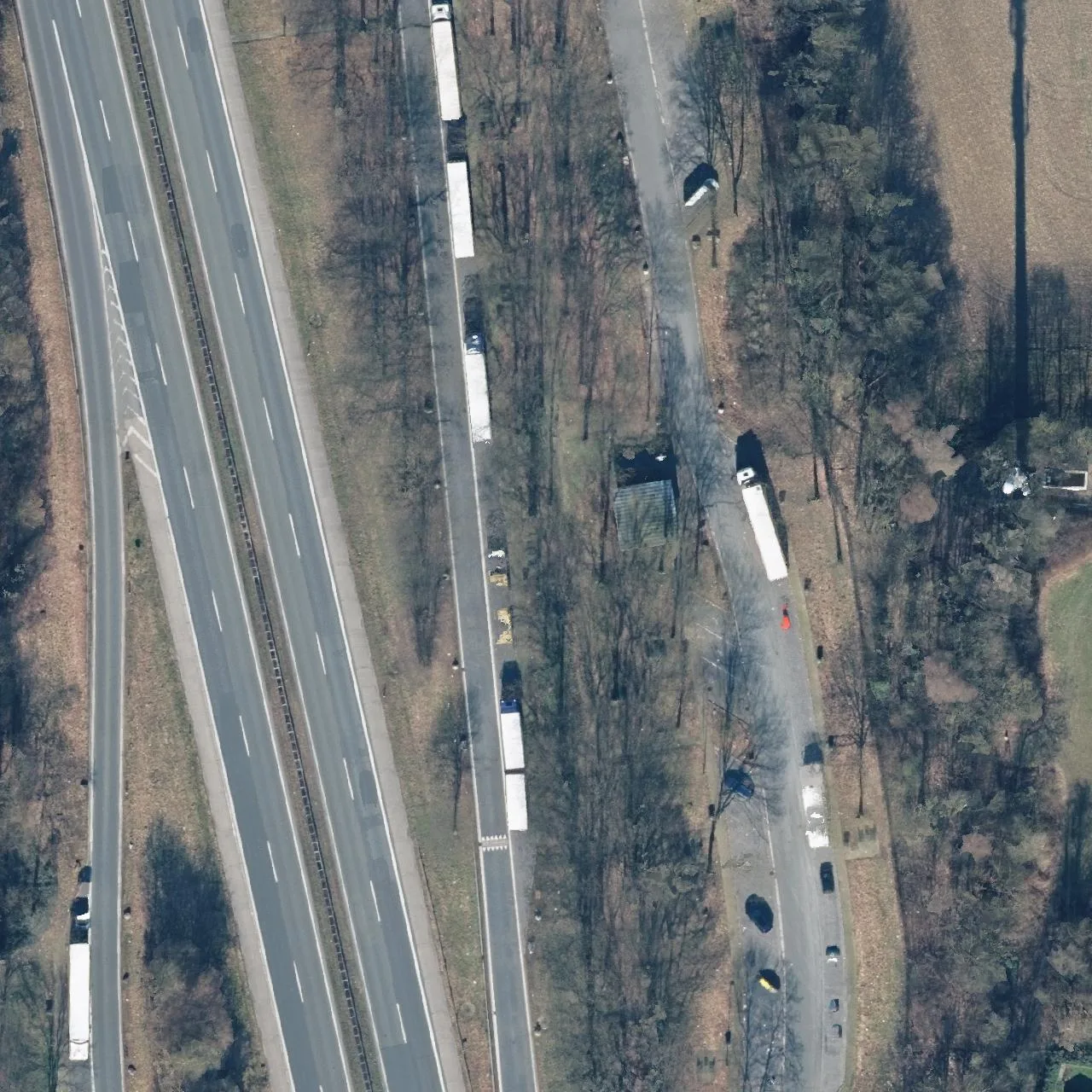 Aerial photo (orthophoto) of truck parking An der Landwehr from 2025