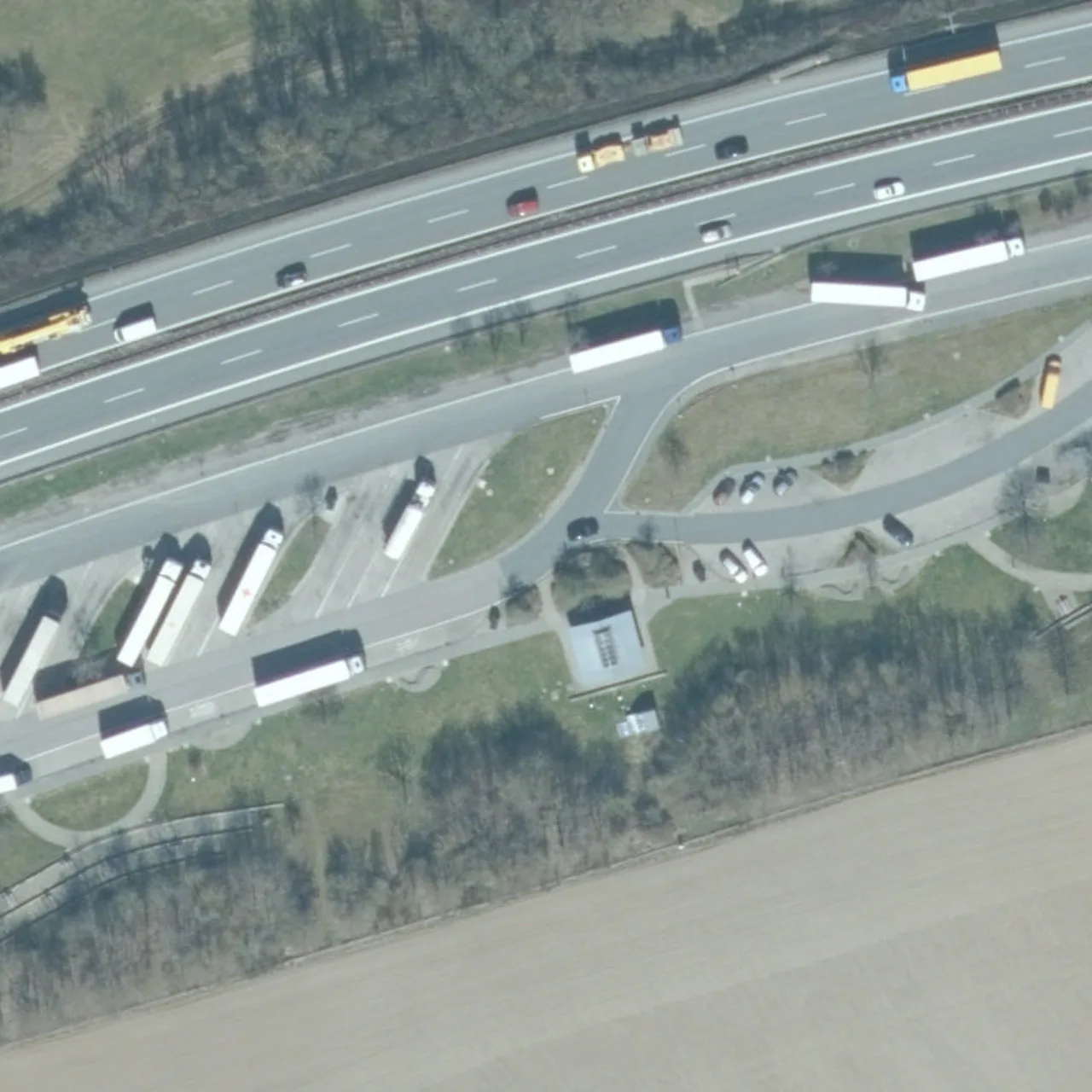 Aerial photo (orthophoto) of truck parking Groß-Zöbern Süd from 2023