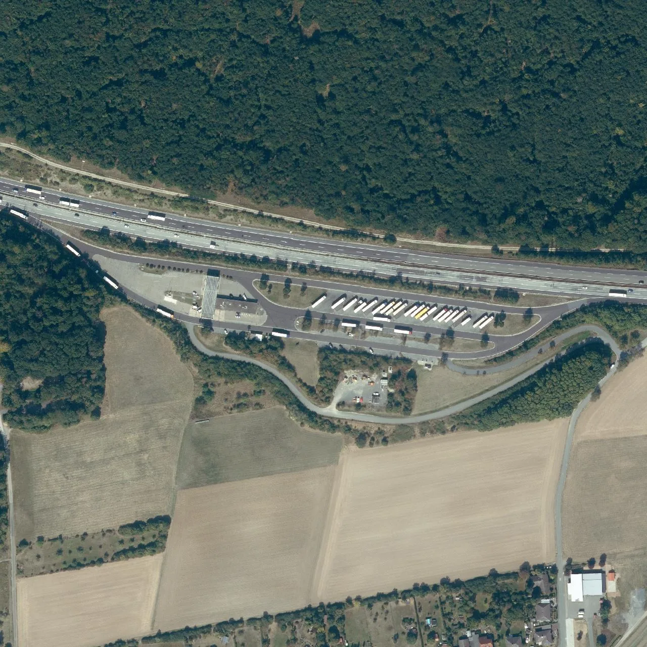 Aerial photo (orthophoto) of truck parking Bühleck Süd from 2024