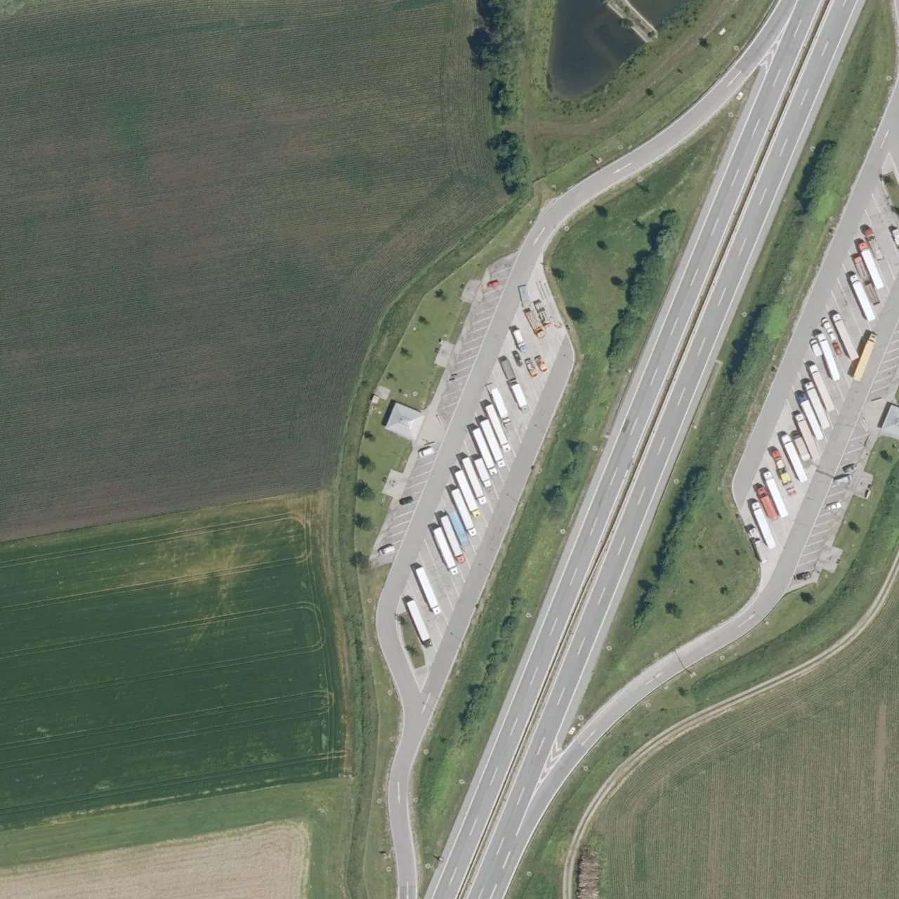 Aerial photo (orthophoto) of truck parking Auwiesen Nord from 2022