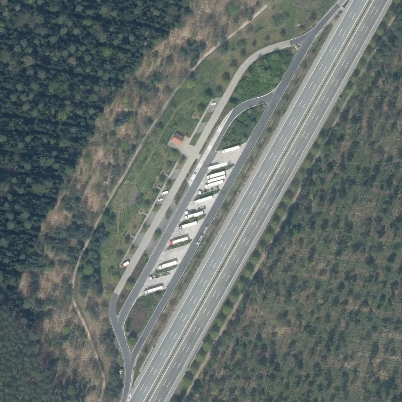 Aerial photo (orthophoto) of truck parking Kranichberge from 2023