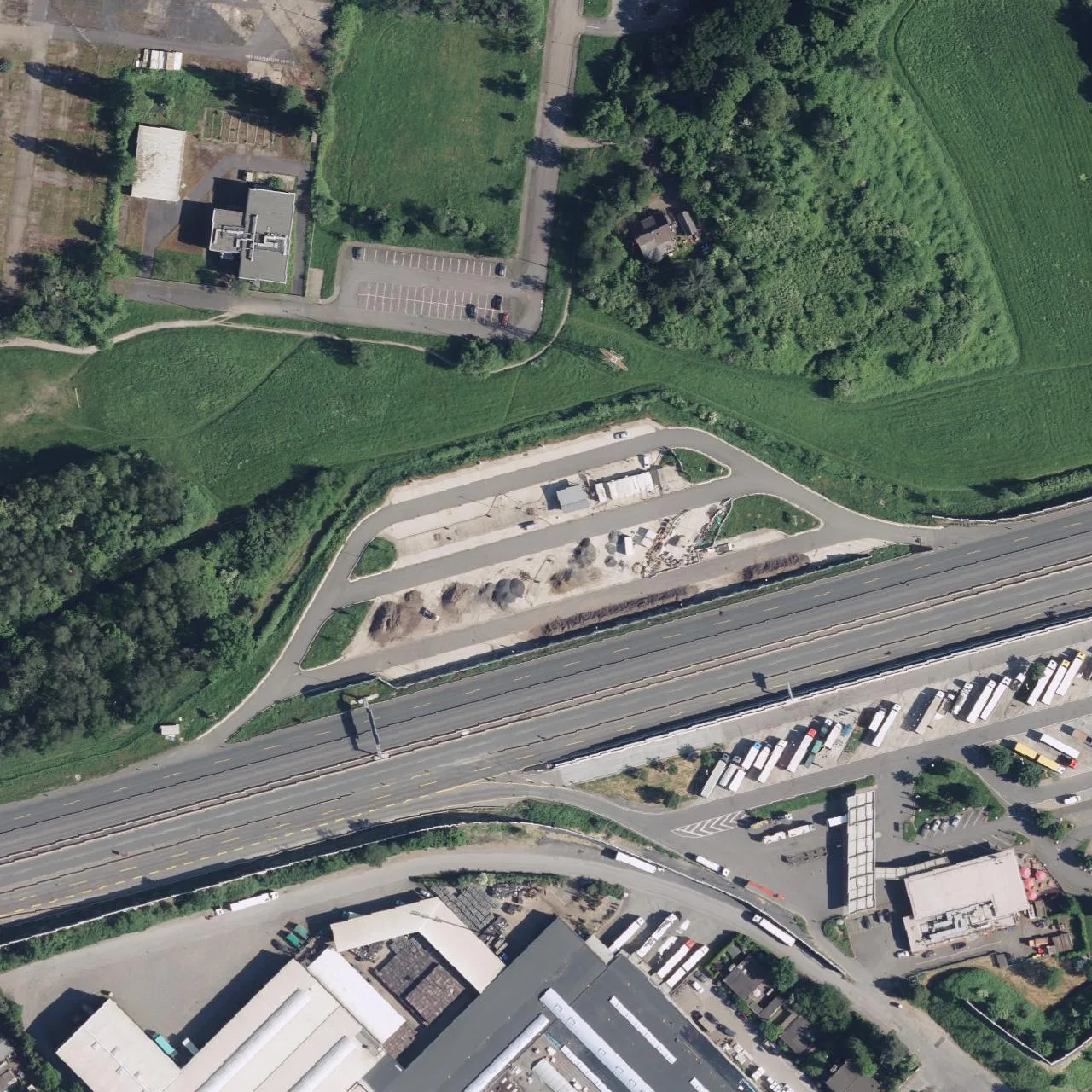 Aerial photo (orthophoto) of truck parking Schwarze Heide from 2024