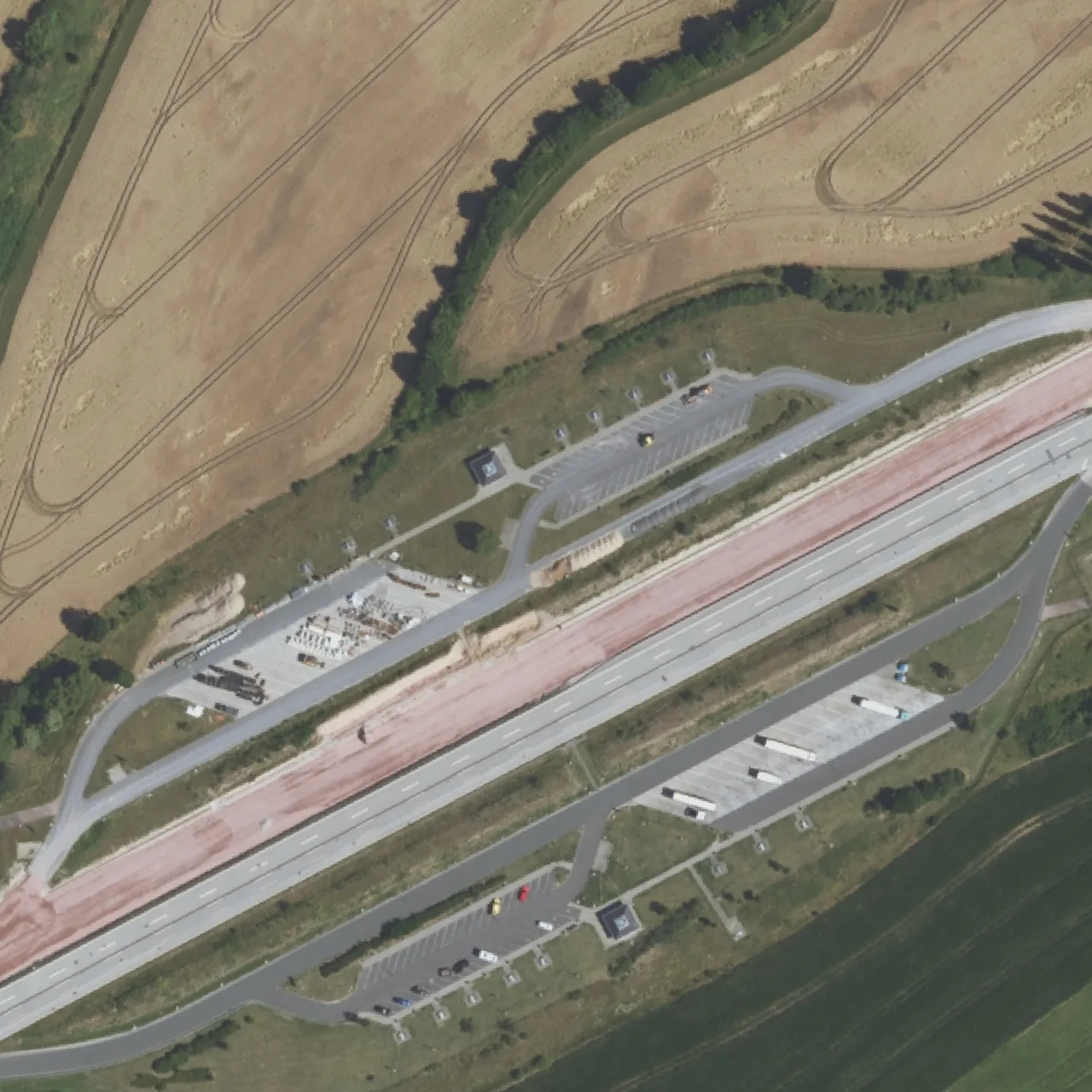 Aerial photo (orthophoto) of truck parking Kliekener Aue Ost  from 2024