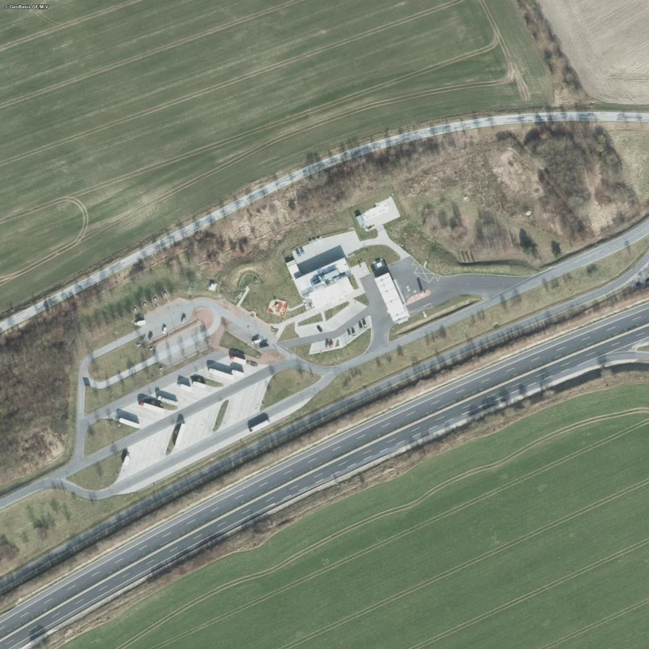 Aerial photo (orthophoto) of truck parking Lindholz  from 2024
