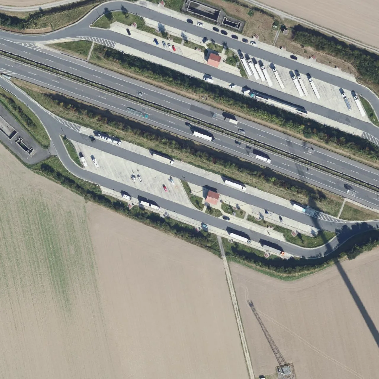 Aerial photo (orthophoto) of truck parking Sintfeld (Süd) from 2024